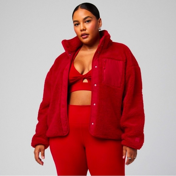Tahoe Teddy Jacket by Fabletics in red - Picture 2 of 3